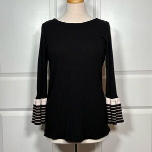 Elle Black Scoop Neck Sweater Bell Cuff